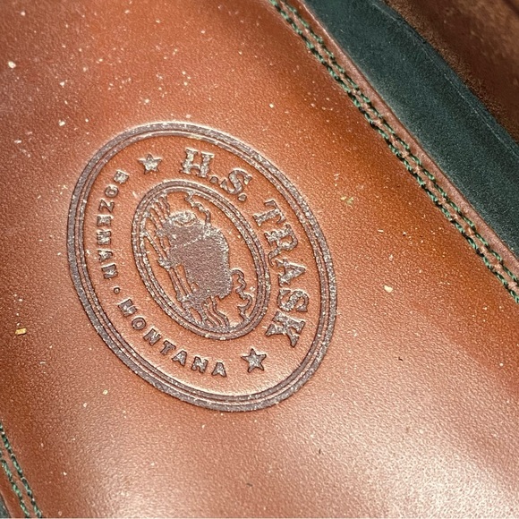 - H.S. Trask Brown Leather Color Block Moc Toe Slip-On Penny Loafer Shoes 9 - Picture 8 of 12